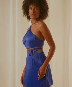 Pepper Mayo NEW IN Driving Force Crop Top - Cobalt