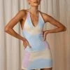 Pepper Mayo NEW IN Wind It Back Knit Halter Dress - Pastel Wave