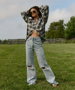 We Wore What HIGH RISE DAD RIGID DENIM JEAN NEW IN