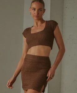 Pepper Mayo Summer Style Crochet Skirt - Choc Brown