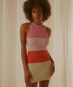 Pepper Mayo NEW IN Last Sunset Hour Crochet Mini Dress - Pink Orange Splice 7 Pepper Mayo NEW IN Last Sunset Hour Crochet Mini Dress - Pink Orange Splice