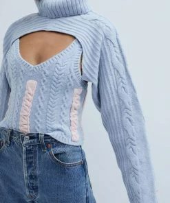 For Love And Lemons NEW IN PAIGE LAYERED TURTLENECK SWEATER