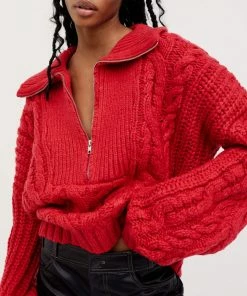 For Love And Lemons Andie Zip Front Sweater NEW IN