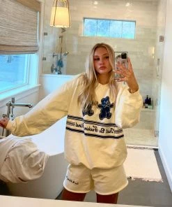 The Mayfair Group JUST BE FUCKING KIND Cream Sweatshorts NEW IN