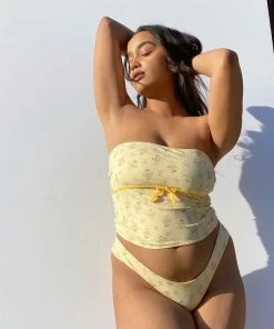 Frankie's Bikinis Peace Floral Strapless Bikini Top NEW IN