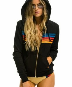 Aviator Nation 5 STRIPE HOODIE - BLACK 2