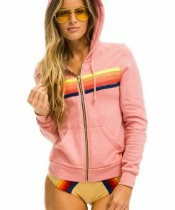 Aviator Nation 5 STRIPE HOODIE - PETAL // NEON RAINBOW NEW IN