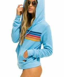 Aviator Nation 5 STRIPE HOODIE - SKY 2