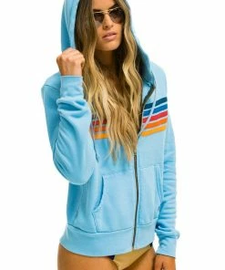 Aviator Nation 5 STRIPE HOODIE - SKY 2