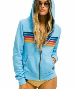 Aviator Nation 5 STRIPE HOODIE - SKY 2