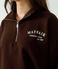 The Mayfair Group MAYFAIR ATHLETIC CLUB Brown Quarter Zip