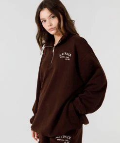 The Mayfair Group MAYFAIR ATHLETIC CLUB Brown Quarter Zip