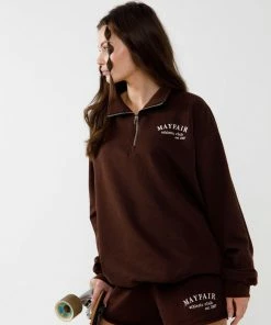The Mayfair Group MAYFAIR ATHLETIC CLUB Brown Quarter Zip