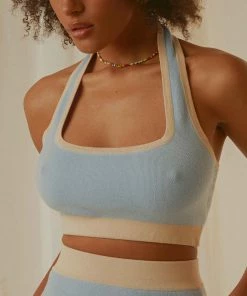 Pepper Mayo Sunday Morning Knit Halter - Baby Blue
