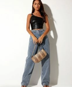 Motelrocks NEW IN ARNE CROP TOP IN PU BLACK