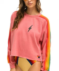 Aviator Nation NEW IN Bolt Embroidery Classic Cropped Crew Sweatshirt