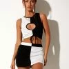 Motelrocks NEW IN CAISA MINI SKIRT IN CREPE BLACK AND WHITE