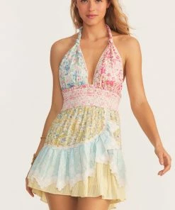LoveShackFancy NEW IN Cambria Halter Mini Dress
