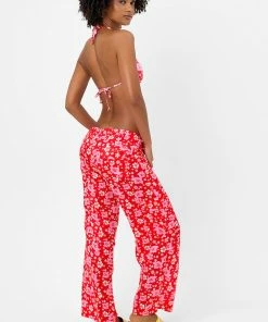 Frankie's Bikinis Chilli Satin Floral Cargo Pant NEW IN