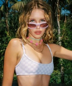 Frankie's Bikinis NEW IN Dallas Checkered Bralette Bikini Top