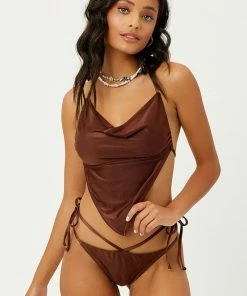 Frankie's Bikinis Halo Satin String Bikini Bottom