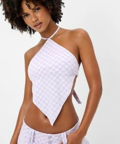 Frankie's Bikinis Hennie Checkered Halter Bikini Top