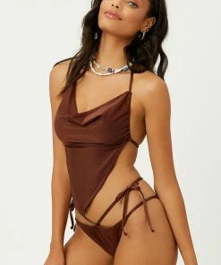 Frankie's Bikinis Indy Satin Halter Bikini Top Regular Price NEW IN