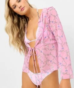 Frankie's Bikinis Molly Lace Up Long Sleeve Shirt