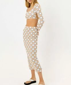 Frankie's Bikinis Piper Terry Long Sleeve Crop Top NEW IN