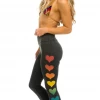 Aviator Nation Full Length Hi-Rise Rainbow Heart Leggings