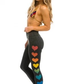 Aviator Nation Full Length Hi-Rise Rainbow Heart Leggings