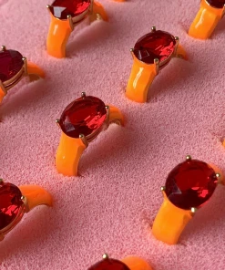 Bon Bon Whims Club Gold Plated Enamel Ring