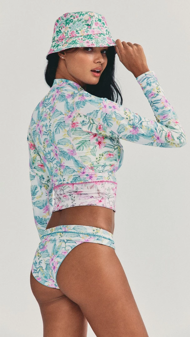 LoveShackFancy Hawaiian Hibiscus Long Sleeve Crop Top 4 LoveShackFancy Hawaiian Hibiscus Long Sleeve Crop Top