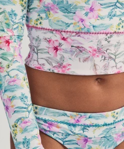 LoveShackFancy Hawaiian Hibiscus Long Sleeve Crop Top 6 LoveShackFancy Hawaiian Hibiscus Long Sleeve Crop Top