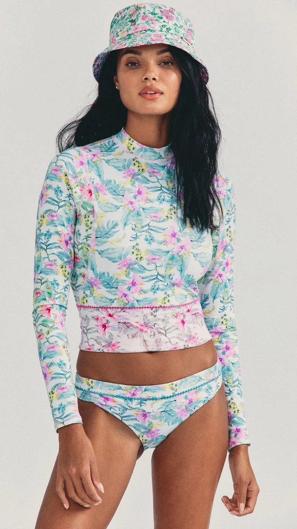 LoveShackFancy Hawaiian Hibiscus Long Sleeve Crop Top 2 LoveShackFancy Hawaiian Hibiscus Long Sleeve Crop Top