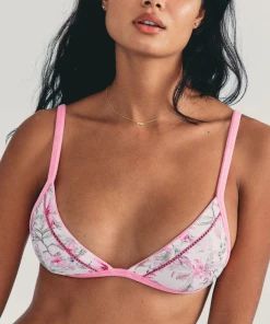 LoveShackFancy Hawaiian Hibiscus Reversible Triangle Bikini Top NEW IN