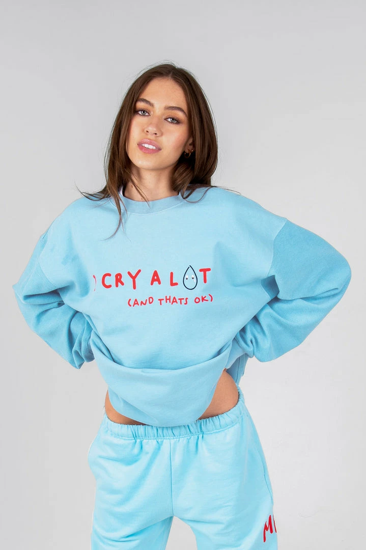 The Mayfair Group NEW IN I Cry A Lot Blue Crewneck 1 The Mayfair Group NEW IN I Cry A Lot Blue Crewneck