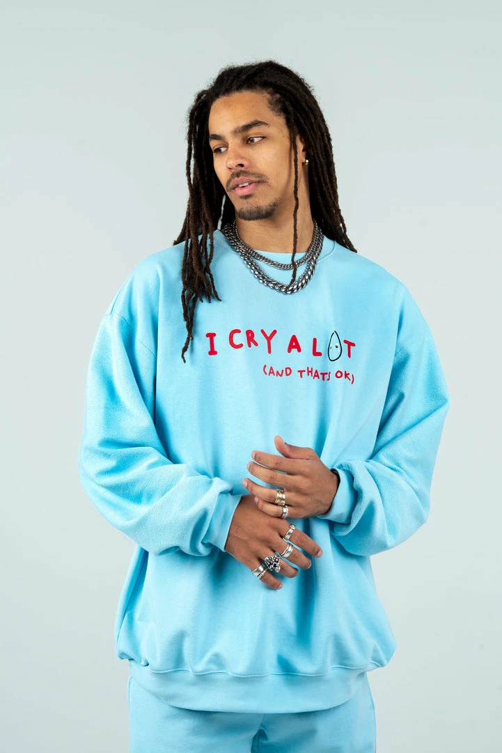 The Mayfair Group NEW IN I Cry A Lot Blue Crewneck 3 The Mayfair Group NEW IN I Cry A Lot Blue Crewneck