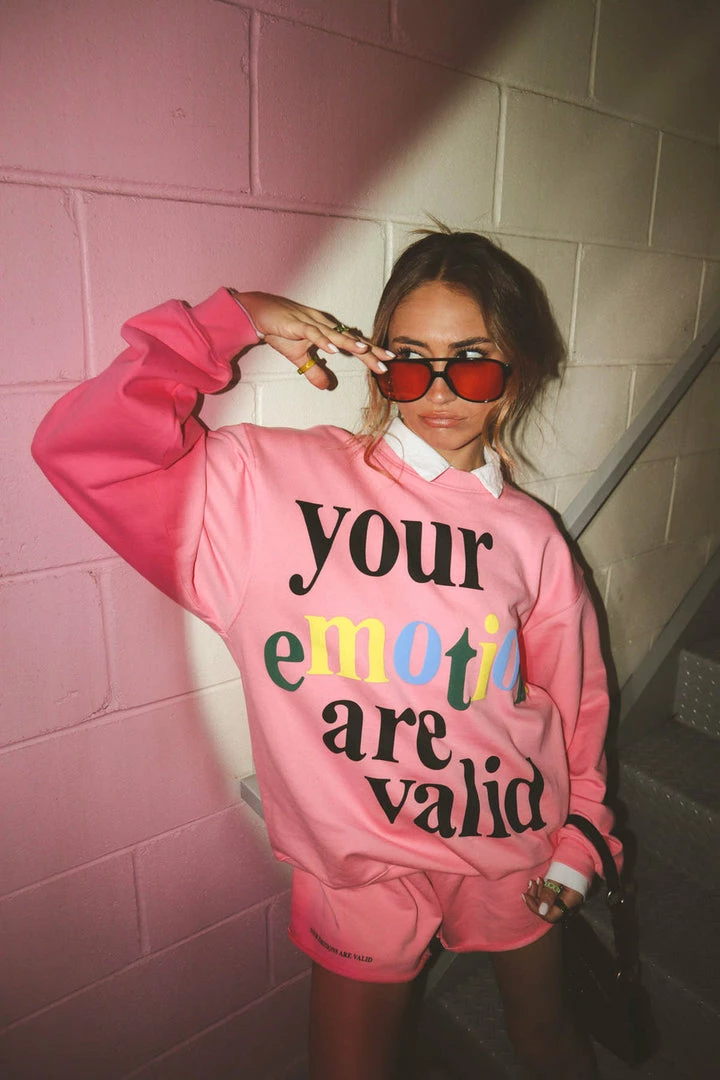 The Mayfair Group NEW IN YOUR EMOTIONS ARE VALID Pink Crewneck 1 The Mayfair Group NEW IN YOUR EMOTIONS ARE VALID Pink Crewneck