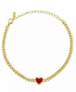 JTGjewelry Enamel Heart Cuban Link Bracelet NEW IN