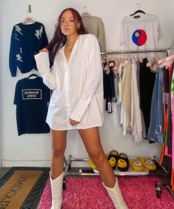 We Wore What Bright White Dani Shirt Dress NEW IN