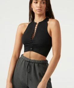 Joah Brown NEW IN LACE UP CROP TANK