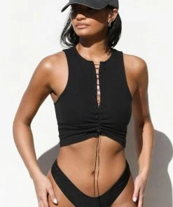 Joah Brown NEW IN LACE UP CROP TANK