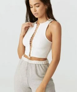 Joah Brown NEW IN LACE UP CROP TANK