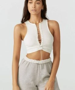 Joah Brown NEW IN LACE UP CROP TANK