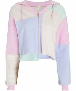 LoveShackFancy Alder Cropped Zip-Up Hooded Sweatshirt NEW IN