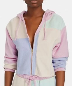 LoveShackFancy Alder Cropped Zip-Up Hooded Sweatshirt NEW IN