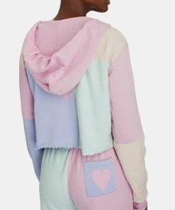 LoveShackFancy Alder Cropped Zip-Up Hooded Sweatshirt NEW IN