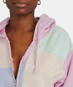 LoveShackFancy Alder Cropped Zip-Up Hooded Sweatshirt NEW IN