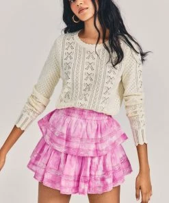 LoveShackFancy NEW IN Ruffle Mini Skirt - Begonia Hand Dye